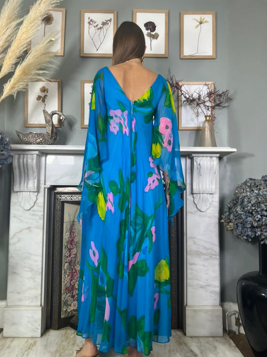 Clara, 70s hand painted chiffon dress