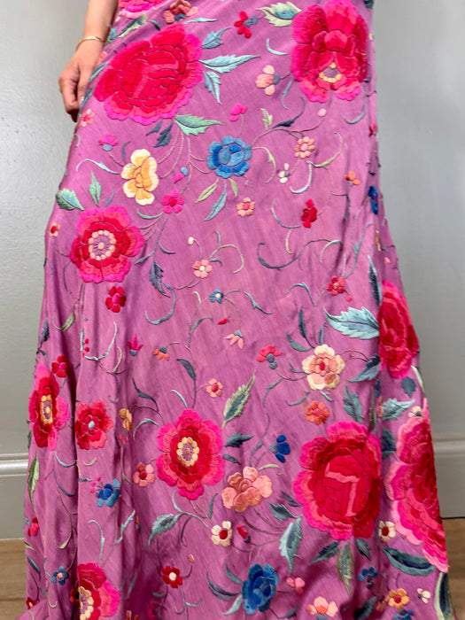 Adeline, reworked antique floral piano shawl dress