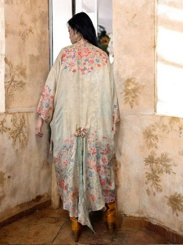 Hero, Pongee 30s silk floral wrqp over robe