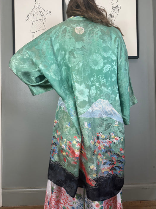 Kate, 30s pongee silk damask robe