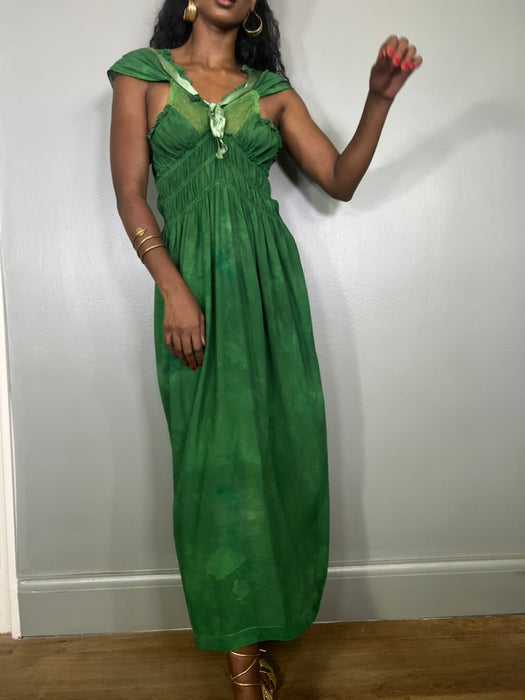 Esmeralda, 30s dress hand dyed in emerald green