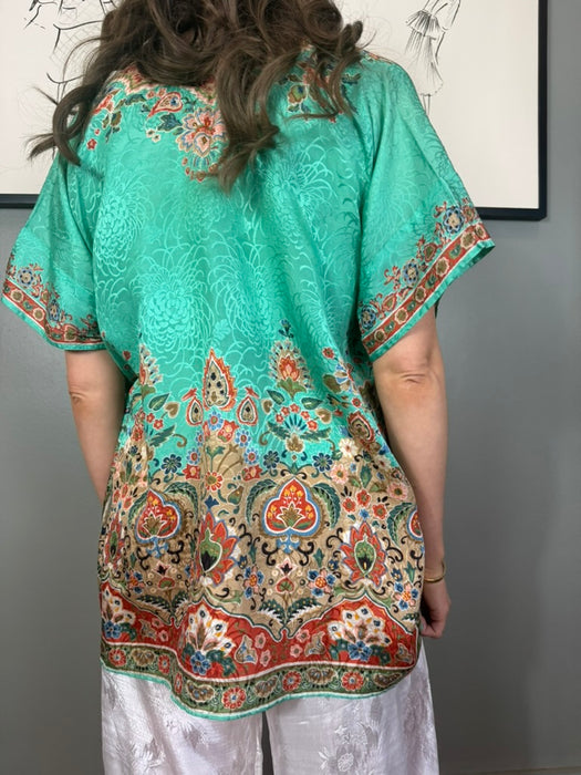 Monika, silk pongee Oriental top