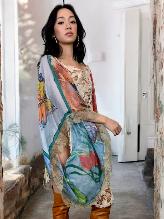 Rowan, antique lace and hand painted kaftan