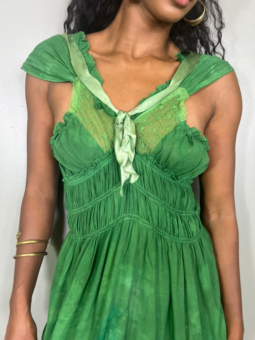 Esmeralda, 30s dress hand dyed in emerald green