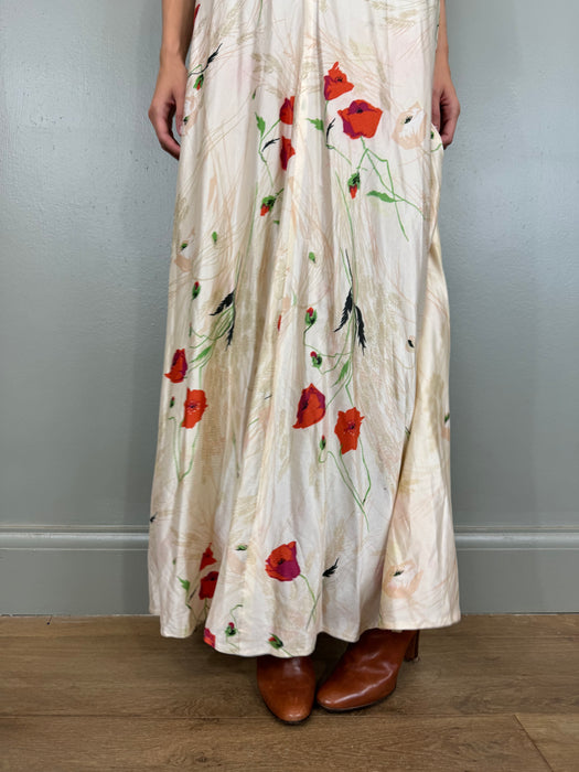 Thyme, 70s poppy print jersey dress