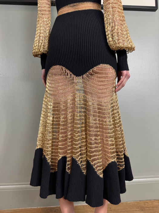 Alexander McQueen, knit and gold crochet dress