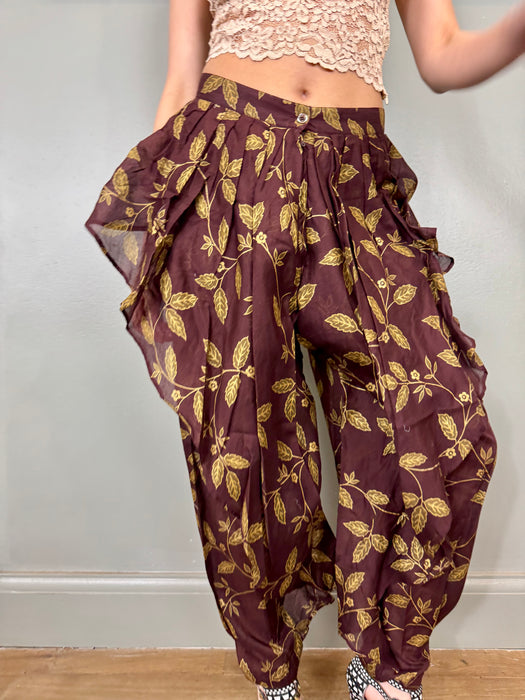 Kenzo, 80s leaf print cotton trousers