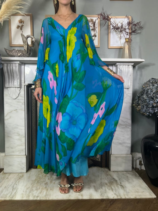 Clara, 70s hand painted chiffon dress