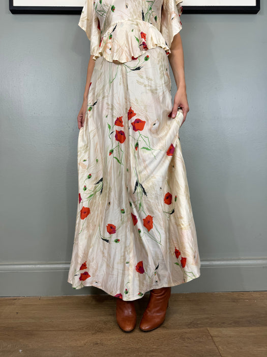 Thyme, 70s poppy print jersey dress