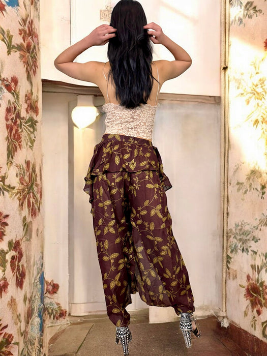 Kenzo, 80s leaf print cotton trousers