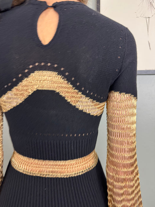 Alexander McQueen, knit and gold crochet dress