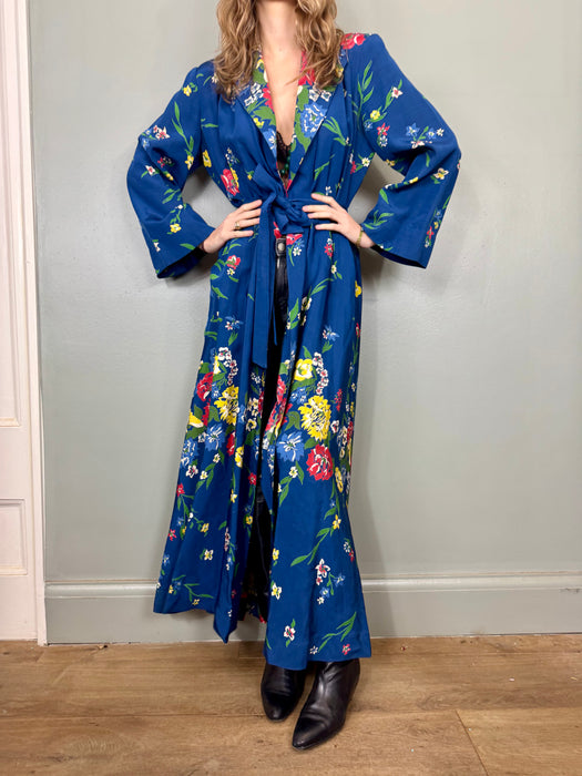 Charlie, 40s floral robe with butterfly embroidery