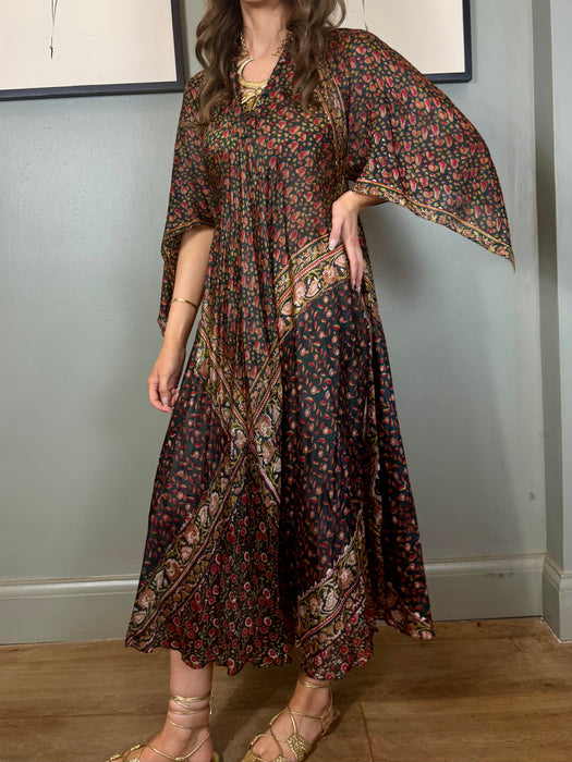 Jonie, 70s Indian silk block print dress