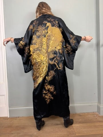 Clothilde, Japanese 40s gold peacock embroidered kimono