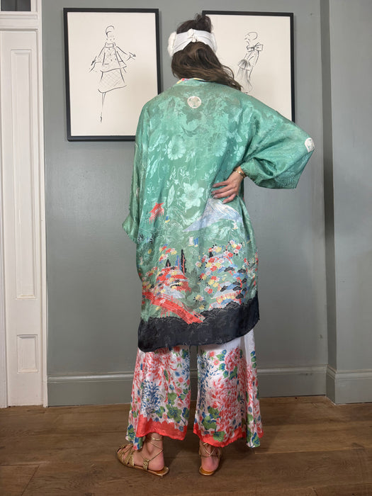 Kate, 30s pongee silk damask robe