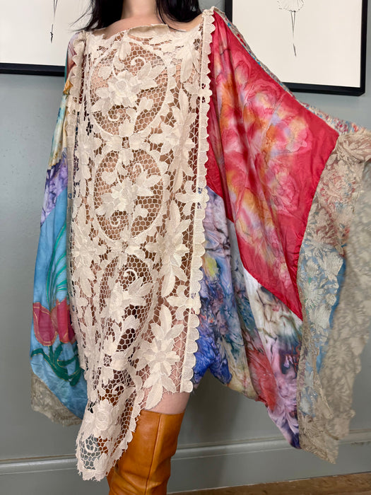 Rowan, antique lace and hand painted kaftan