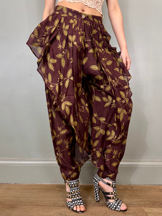 Kenzo, 80s leaf print cotton trousers