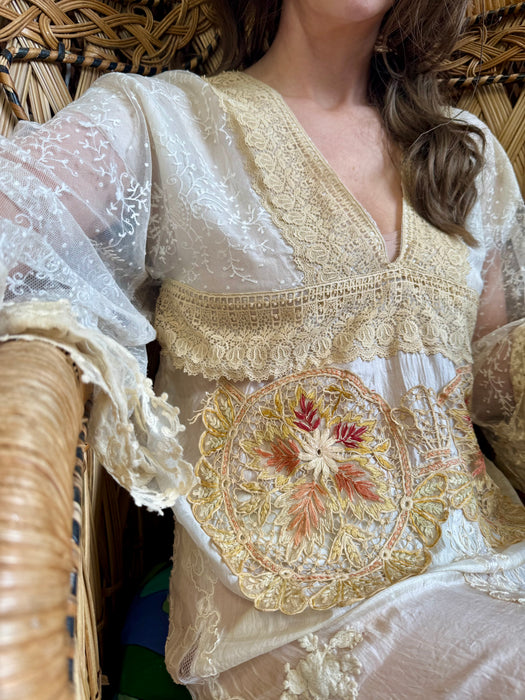 Guava, 20s French reworked lace kaftan