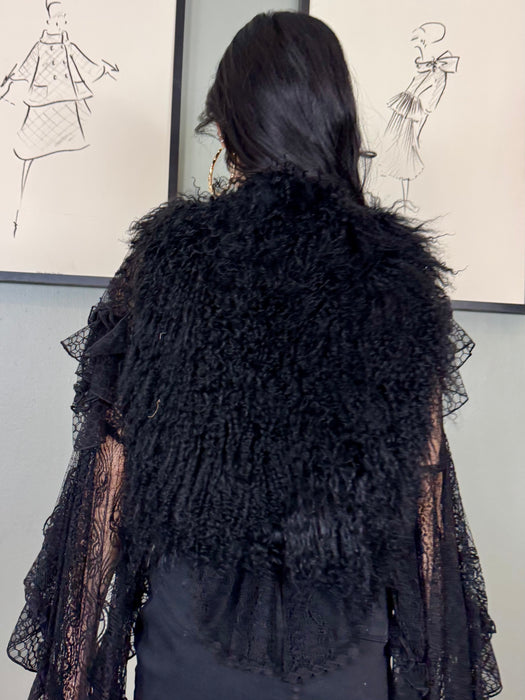 Bruni, 70s black fur waistcoat