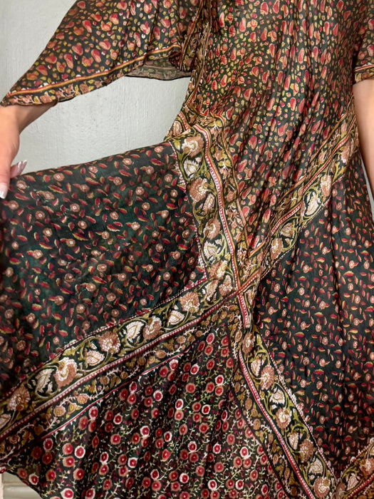 Jonie, 70s Indian silk block print dress