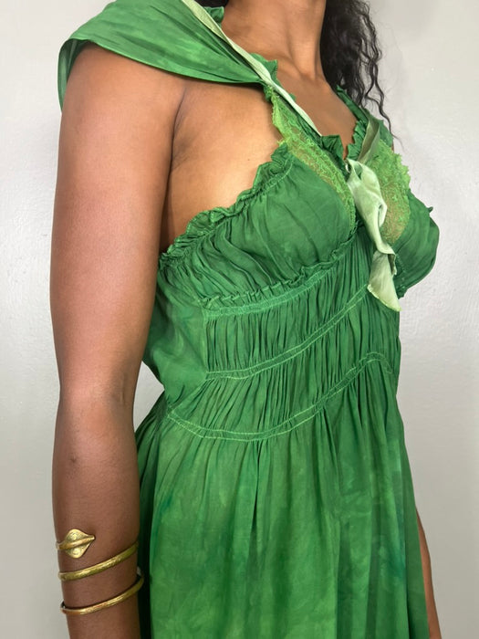 Esmeralda, 30s dress hand dyed in emerald green