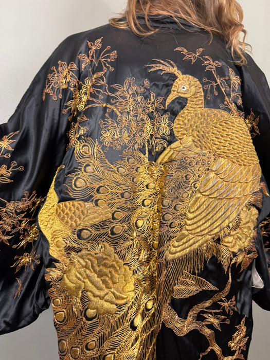 Clothilde, Japanese 40s gold peacock embroidered kimono