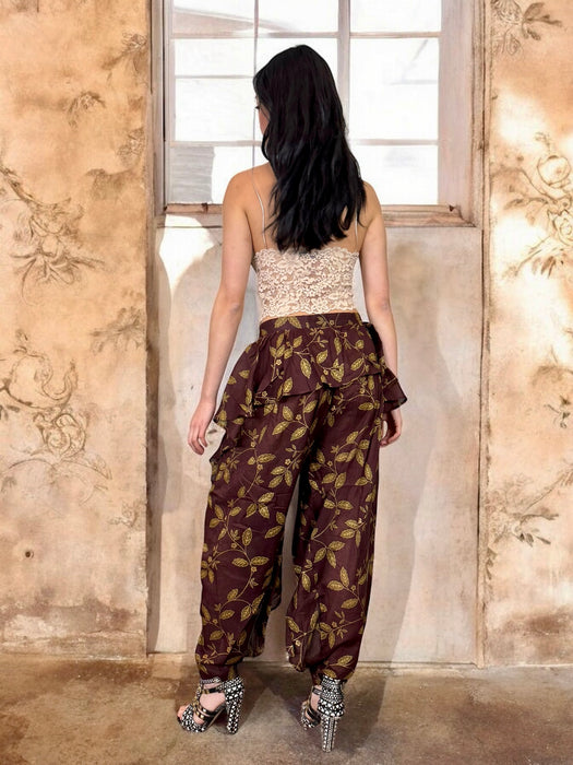 Kenzo, 80s leaf print cotton trousers