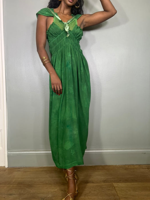 Esmeralda, 30s dress hand dyed in emerald green