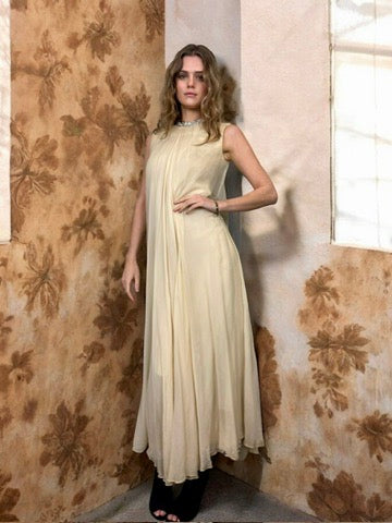 Gallo, 60s cream chiffon and diamanté dress