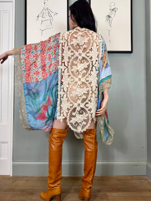 Rowan, antique lace and hand painted kaftan