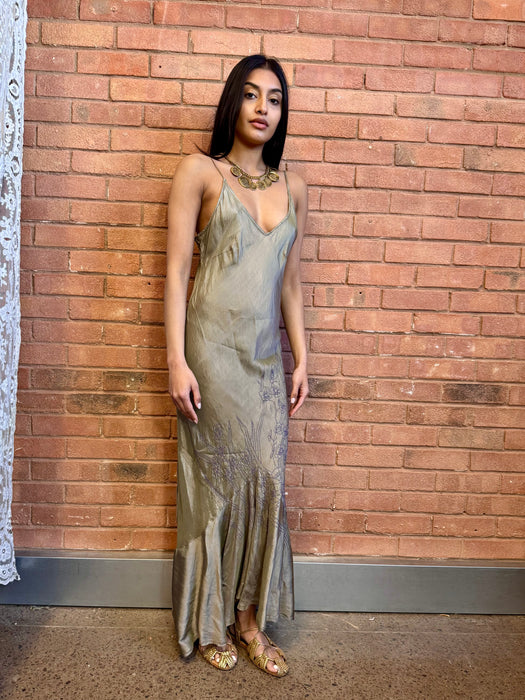 Goldie, Y2K handmade bias cut embroidered dress