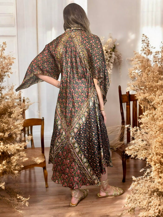 Jonie, 70s Indian silk block print dress