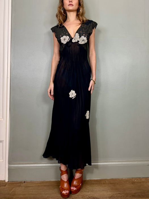 Chelsea, 20s silk and lace bias cut dress