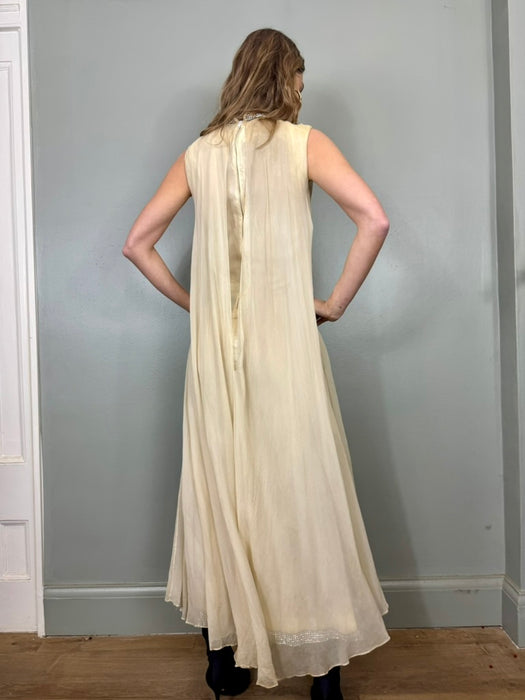 Gallo, 60s cream chiffon and diamanté dress