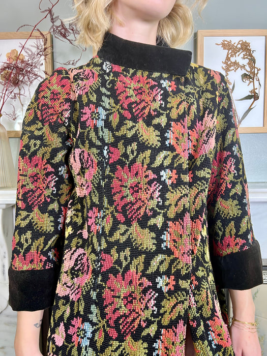 Yana, 20s floral tapestry coat