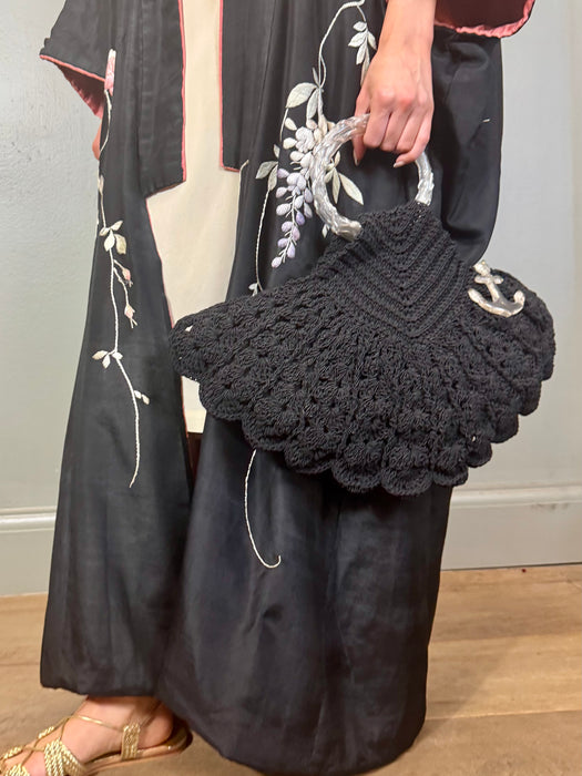 Fariel, 20s black crochet and perspex handbag