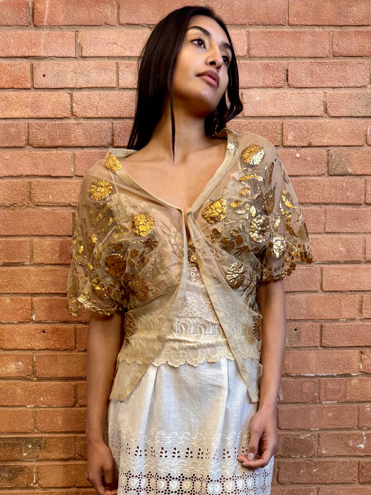 Esther, 20s net and gold floral bolero