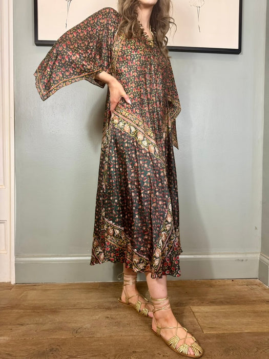 Jonie, 70s Indian silk block print dress