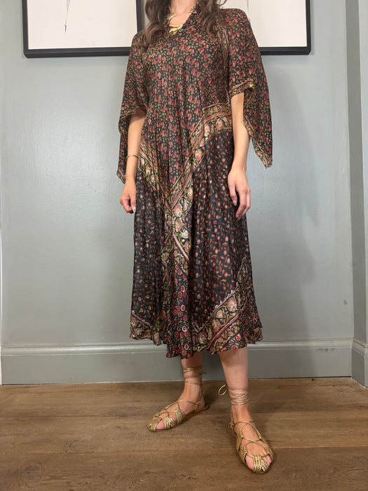 Jonie, 70s Indian silk block print dress