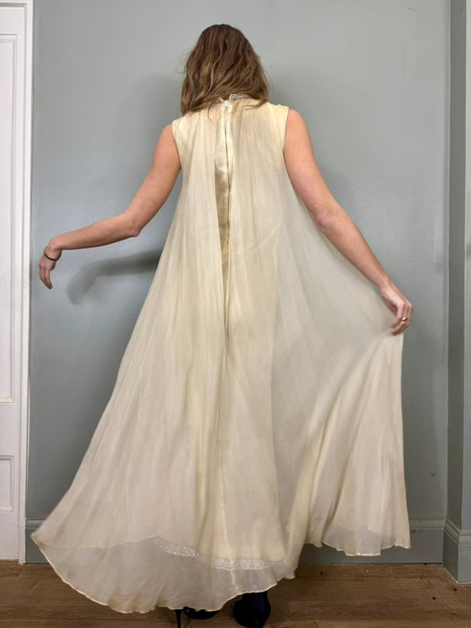 Gallo, 60s cream chiffon and diamanté dress