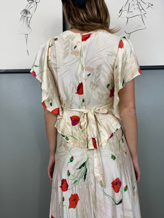 Thyme, 70s poppy print jersey dress