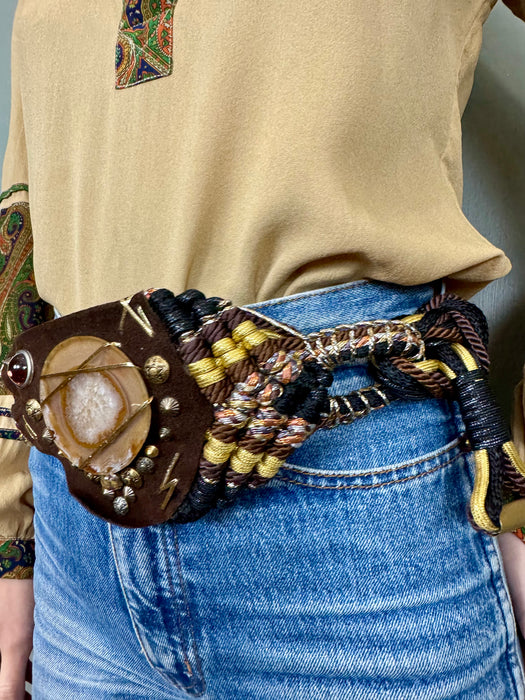 Erika, 70s braided, stone and beaded belt