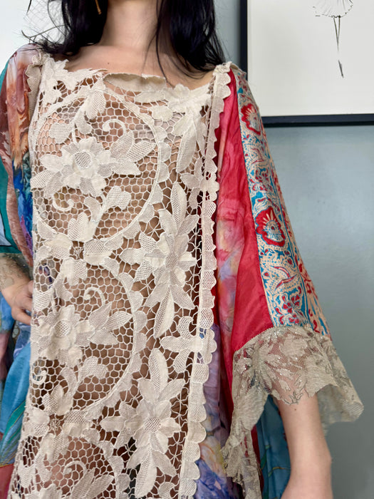 Rowan, antique lace and hand painted kaftan