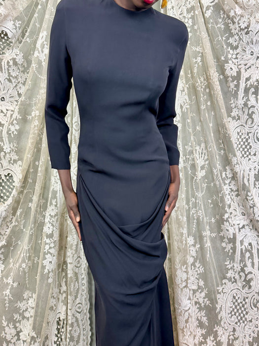 Giorgio Armani, 80s black draped dress