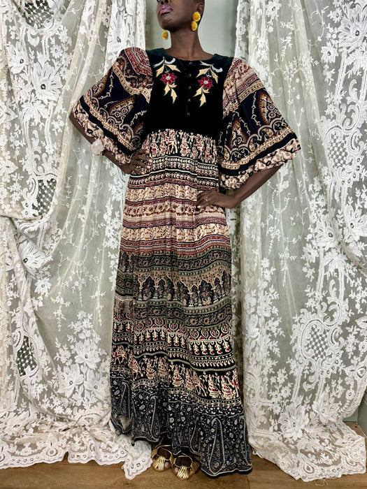 Laura B., vintage block print long dress