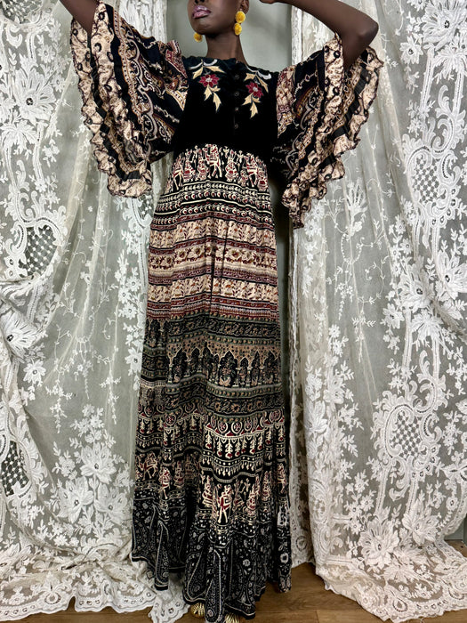 Laura B., vintage block print long dress