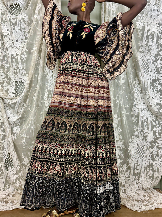 Laura B., vintage block print long dress