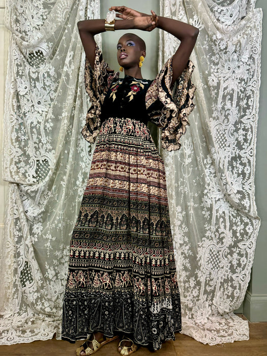 Laura B., vintage block print long dress