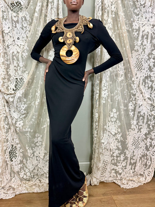 Ralph lauren black and gold dress best sale