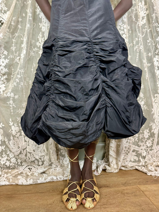 Wanda, black parachute draped taffeta skirt